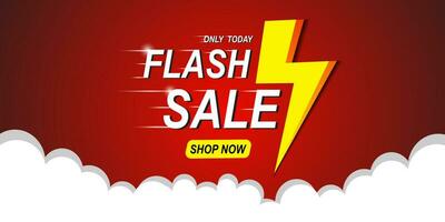 Flash Sale banner with red background and limited offer vector