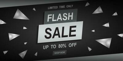 Flash Sale banner with black background and limited offer vector