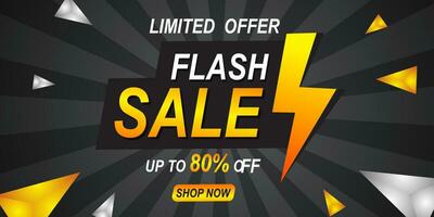 Flash Sale banner with black background and limited offer vector