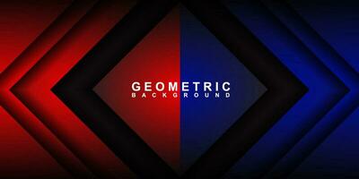 3D red blue techno abstract background overlapping layers on dark room with rhombus decoration. Modern graphic design element motion style concept vector