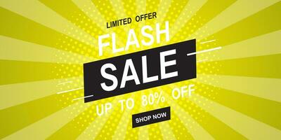 Flash Sale banner on yellow background and limited offer vector