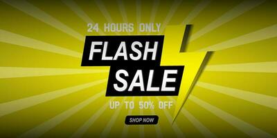 Flash Sale banner on yellow background and limited offer vector