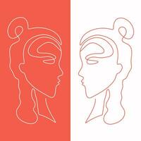 Woman, girl drawing by one line. Line art, drawing. Women's silhouette. vector