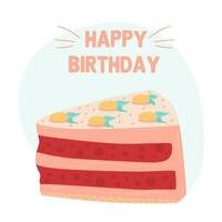 Piece of sliced cake. Birthday. isolated object. vector