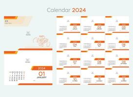 Calendar 2024 week start week corporate design template vector. Wall calendar 2024. Example of an image with mesh. calendar for 2024 vector