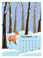 Vector illustration. Flat winter landscape. Snowy and weasel background. snow. Snowfall. with a December date. Snowstorm. snowy weather. Design element for poster, book cover, brochure, magazine,