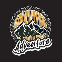 Adventure dark t shirt design on black background vector