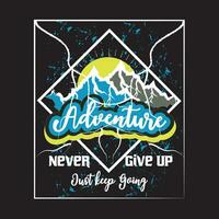 Adventure dark t shirt design on black background vector