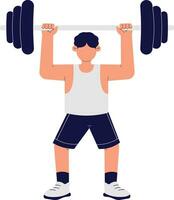 A Man Lifting Barbell Weights Illustration vector