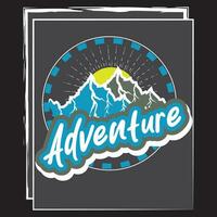 Adventure dark t shirt design on black background vector