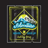 Adventure dark t shirt design on black background vector