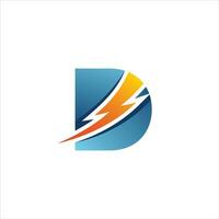 D letter logo with lightning , electric , power vector