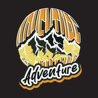 Adventure dark t shirt design on black background vector