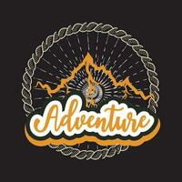 Adventure dark t shirt design on black background vector