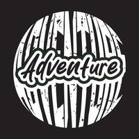 Adventure dark t shirt design on black background vector
