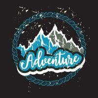 Adventure dark t shirt design on black background vector