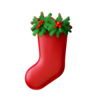 christmas 3d red stockings with mistletoe illustration png