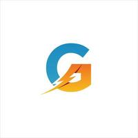 initial letter G icon logo design template with lightning - thunder - bolt - electric - vector