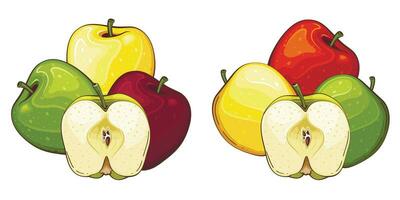 Apple isolated vector illustration. Fruits colorful illustrations isolated on white background.  Fruit collection.