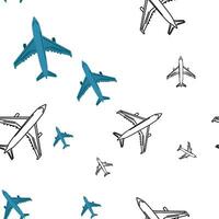 seamless pattern of airplanes, flying in the sky, traveling vector