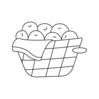 Vector illustration of vegetables in a basket in doodle style.