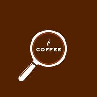 Coffee logo design inspiration vector with magnifying glass shape. icon, symbol for branding cafe shop. isolated background
