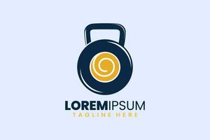 Fitness gym vector logo template with kettlebell