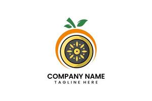 Flat vector fruit shield logo modern template