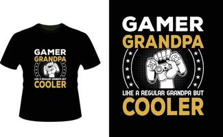 Gamer Grandpa Like a Regular Grandpa But Cooler or Grandfather tshirt design or Grandfather day t shirt Design vector