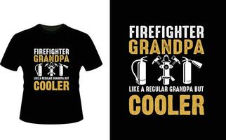 Firefighter Grandpa Like a Regular Grandpa But Cooler or Grandfather tshirt design or Grandfather day t shirt Design vector