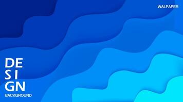 Background abstract paper cut effect gradient blue colors wave wallpaper design. vector illustration. dynamic and clean style.