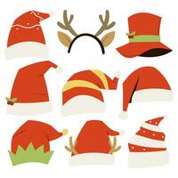 set of christmas hat vector