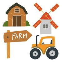 set of farming equipment vector