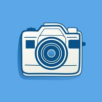 Camera illustration design on blue background vector