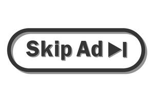 Skip Ad button. Video block icon for advertising. App template for interface. Vector