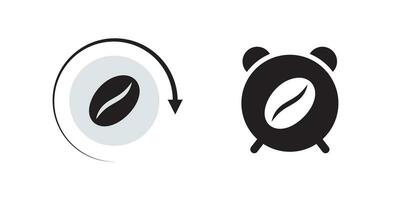 Coffee time icons. Badges and labels. Clock icons with coffee. Vector scalable graphics