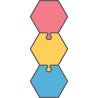 hexagonal infografía rompecabezas plano línea png