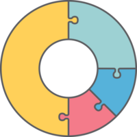 Kuchen Diagramm Infografik Puzzle eben Linie png