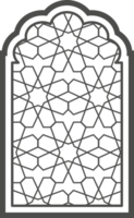 ramadan fönster med mönster. arabicum ram av moské dörr. islamic design mall. orientalisk dekoration med prydnad. png