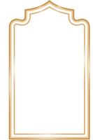 Ramadan window frame shape. Islamic golden arch. Muslim mosque element of architecture with ornament. Turkish gate and door png