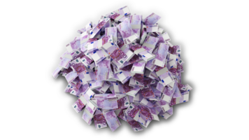 Big pile of Euro notes. A lot of money isolated on transparent background. 3d rendering of bundles of cash png