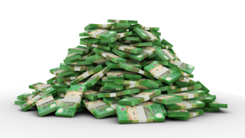 Big pile of stacks of Australian dollar notes a lot of money isolated over transparent background. 3d rendering of bundles of cash png