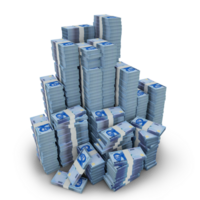 Big stacks of Nigerian Naira notes. A lot of money isolated on transparent background. 3d rendering of bundles of arranged cash png