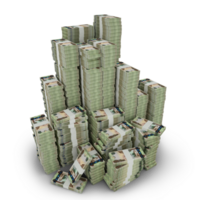 grande pilhas do Unidos árabe Emirados dirham notas. uma muitos do dinheiro isolado em transparente fundo. 3d Renderização do Pacotes do arranjado dinheiro png