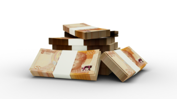 3D rendering of Stacks of 2023 South African rand notes notes png