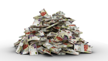 grande pila de 200 egipcio libra notas un lote de dinero aislado en transparente antecedentes. 3d representación de manojos de efectivo png