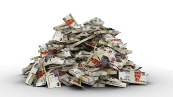 Big pile of 200 Egyptian pound notes. A lot of money isolated on transparent  background. 3d rendering of bundles of cash png