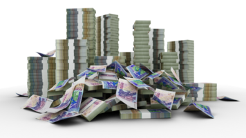 Big stacks of West African CFA franc notes. A lot of money isolated on transparent background. 3d rendering of bundles of cash png