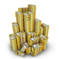 Big stacks of South Korean won notes. A lot of money isolated on transparent background. 3d rendering of bundles of arranged cash png