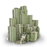 Big stacks of united Arab Emirates dirham notes. A lot of money isolated on transparent background. 3d rendering of bundles of arranged cash png